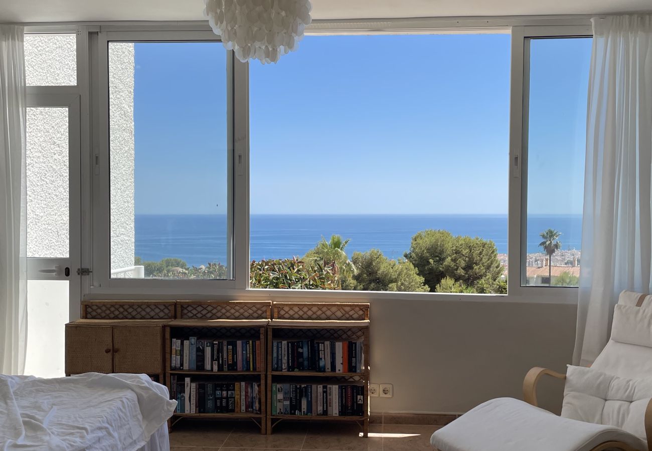 Ferienwohnung in Nerja - Meerblick, große Terrasse und Zugang zum Pool.